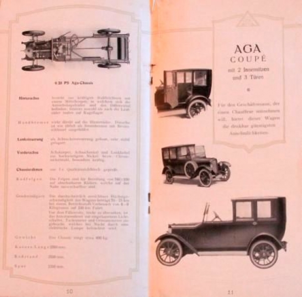 AGA Automobile 6/20 PS Modellprogramm 1923 (S0280)